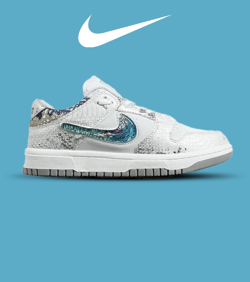 3re کفش کتانی مردانه و زنانه سفید آبی NIKE dunk low steam puppet مدل 7223 - Image 1