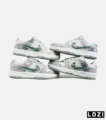 کفش کتانی مردانه و زنانه طوسی سفید سبز نایک NIKE dunk low steam puppet مدل 7205 - Image 2