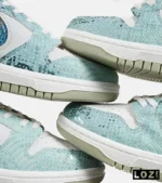 کفش کتانی مردانه و زنانه آبی سفید NIKE dunk low steam puppet مدل 7225 - Image 5