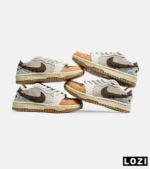 کفش کتانی مردانه و زنانه قهوه ای طوسی خردلی NIKE jordan Vodoo مدل 6193 - Image 3