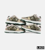 کفش کتانی مردانه و زنانه کرم سبز طلایی نایک NIKE Dunk Low Remastered مدل 7327 - Image 2