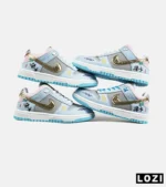 کفش کتانی مردانه و زنانه آبی طوسی طلایی نایک NIKE Dunk Low Remastered مدل 7325 - Image 2