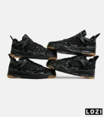 کفش کتانی ساقدار مردانه و زنانه مشکی Jordan 4 x Kaws مدل 6886 - Image 2