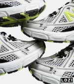 کفش کتانی مردانه و زنانه سفید مشکی لیمویی NEW BALANCE 1064 V.2 مدل 7010 - Image 5