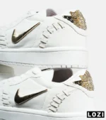 کفش کتانی مردانه و زنانه سفید NIKE jordan 1 low gold مدل 7014 - Image 3