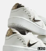 کفش کتانی مردانه و زنانه سفید NIKE jordan 1 low gold مدل 7014 - Image 4