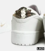 کفش کتانی مردانه و زنانه سفید NIKE jordan 1 low gold مدل 7014 - Image 9