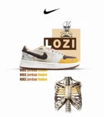 کفش کتانی مردانه و زنانه قهوه ای طوسی خردلی NIKE jordan Vodoo مدل 6193 - Image 2