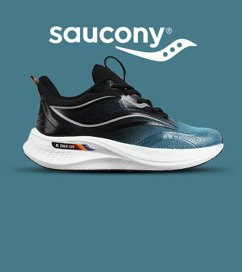 er3fs کفش کتانی مشکی آبی Saucony Ride Review v.2 مدل 7395 - تصویر 1