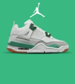 کتانی ساقدار زنانه و مردانه سفید طوسی سبز Nike air jordan 4 مدل 4829