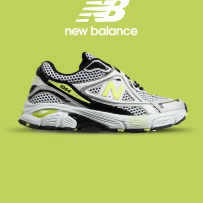 کفش کتانی مردانه و زنانه سفید مشکی لیمویی NEW BALANCE 1064 V.2 مدل 7010