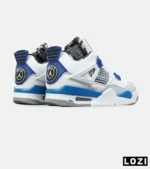 کتانی ساقدار زنانه و مردانه سفید طوسی آبی Nike air jordan 4 مدل 8245 - Image 3