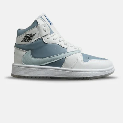 کفش کتانی ساقدار مردانه و زنانه سفید آبی NIKE travis scott مدل 8385