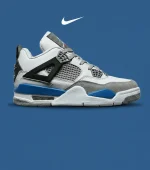 کتانی ساقدار زنانه و مردانه سفید طوسی آبی Nike air jordan 4 مدل 8245