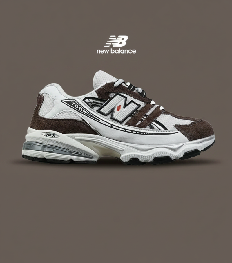p69xqgka کفش کتانی مردانه و زنانه سفید قهوه ای NEW BALANCE 758 مدل 9025 - تصویر 1
